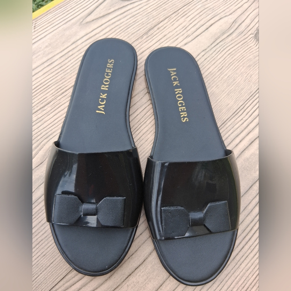 Jack Rogers Black Bow Slide Sandals